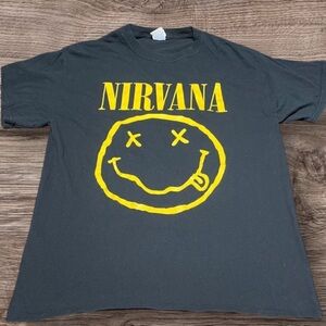 Vintage NIRVANA Black Tee with Yellow Graphic